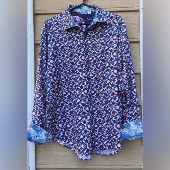 Robert Graham Faro Kaleidoscope Long Sleeve Shirt Paisley Flip Cuff Button Front - Picture 4 of 12